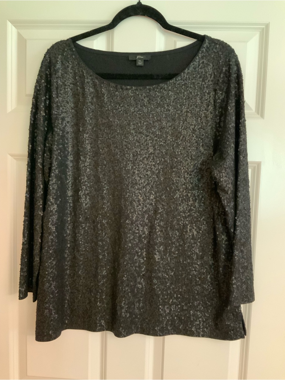 J.Crew Black Sequin Long Sleeve Top - Size XL